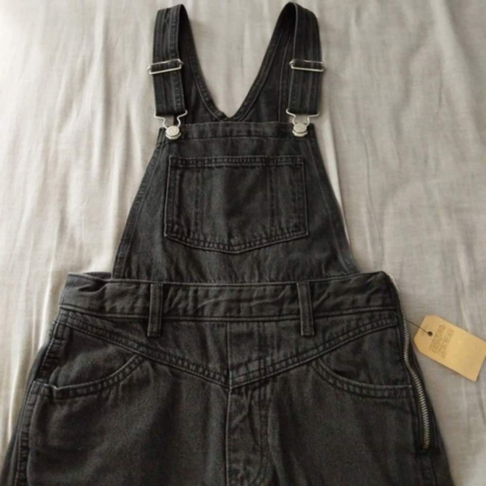 Levi's Taper Overalls Faded Vintage Black Denim Jumpsuit 90s Jeans Pants - Picture 2 of 8